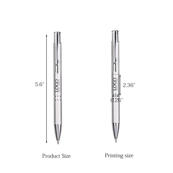 Retractable Metal Ballpoint Pen With Black Ink