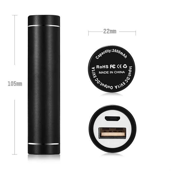 2,600 mAh Mini Portable Aluminum Power Bank Charger