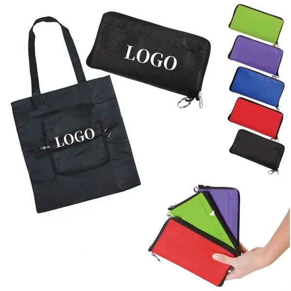 Folding Shopping Tote Bag With Key Ring