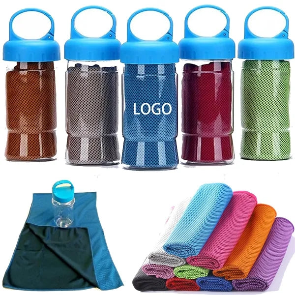 Microfiber Cooling Towel In Water Bottle