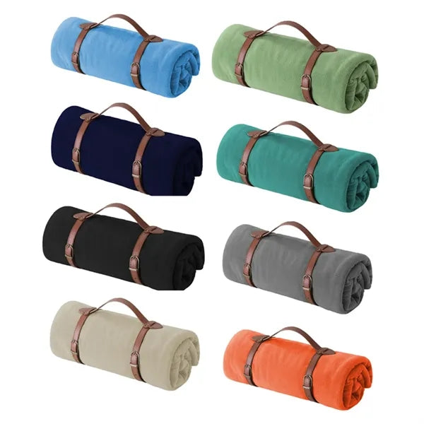 Soft Fleece Yoga Blanket with Roll-Up Strap