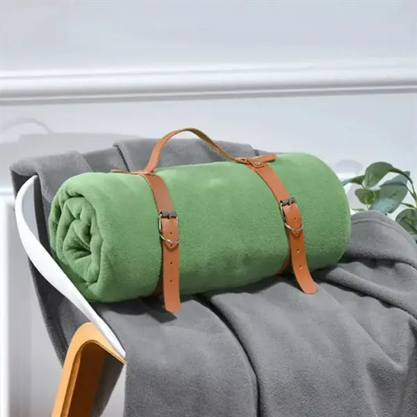 Soft Fleece Yoga Blanket with Roll-Up Strap