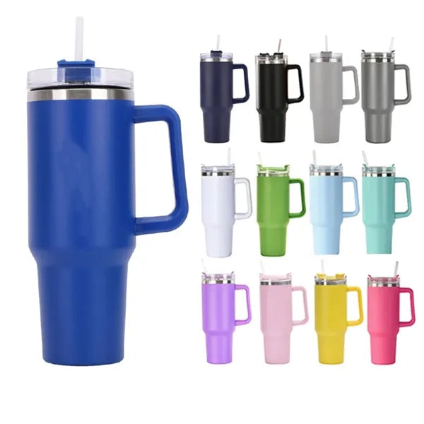 40oz Tumbler with Handle and Straw Lid