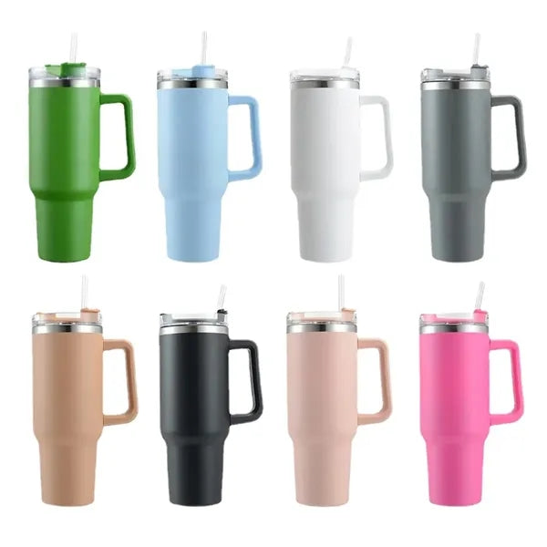 40oz Tumbler with Handle and Straw Lid