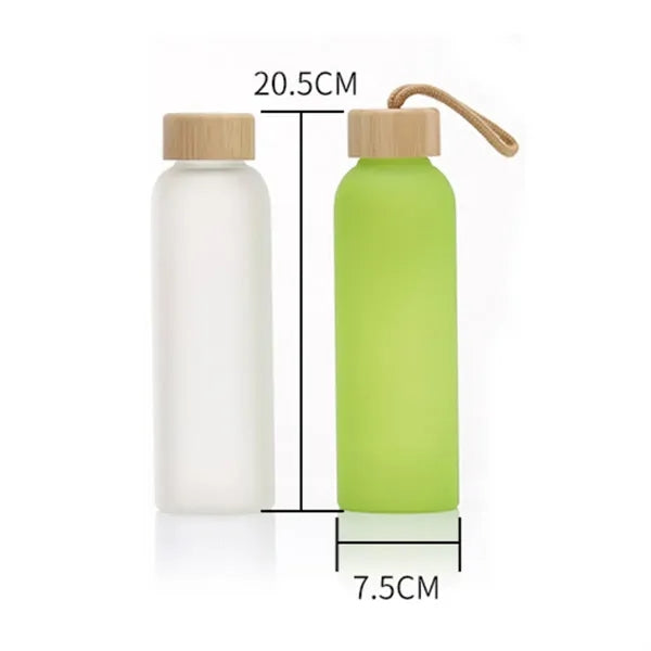 Colorful Frosted Glass Water Bottle with Bamboo Lid