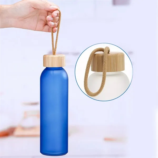 Colorful Frosted Glass Water Bottle with Bamboo Lid