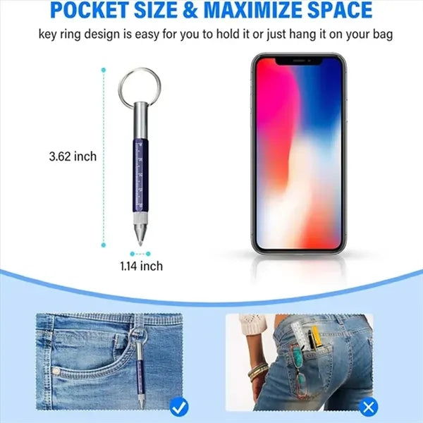 6 in 1 Multitool Tech Tool Pen with Key Chain