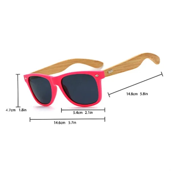 Retro Bamboo Arm Sunglasses W/ Color Lenses