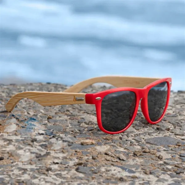 Retro Bamboo Arm Sunglasses W/ Color Lenses