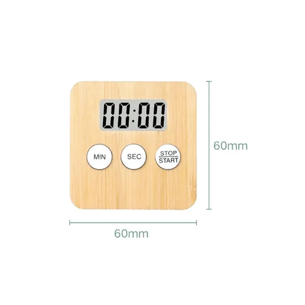 Bamboo Wood Digital Countdown Timer W/ Display