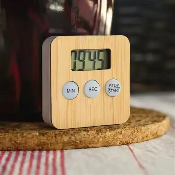 Bamboo Wood Digital Countdown Timer W/ Display