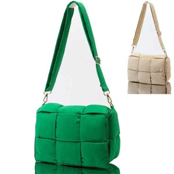 Puffer Shoulder Bag Nylon Padded Woven Handbag