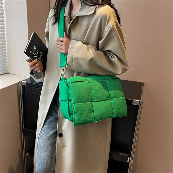 Puffer Shoulder Bag Nylon Padded Woven Handbag