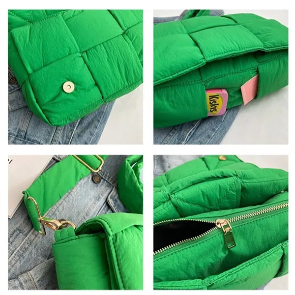 Puffer Shoulder Bag Nylon Padded Woven Handbag