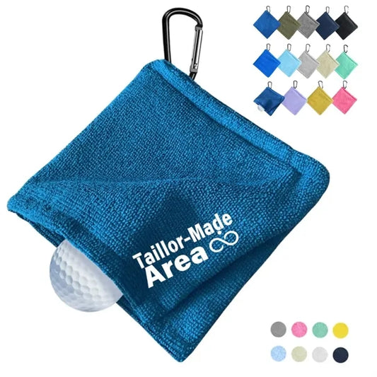 Golf Ball Cleaning Towels with Carabiner Hook Black