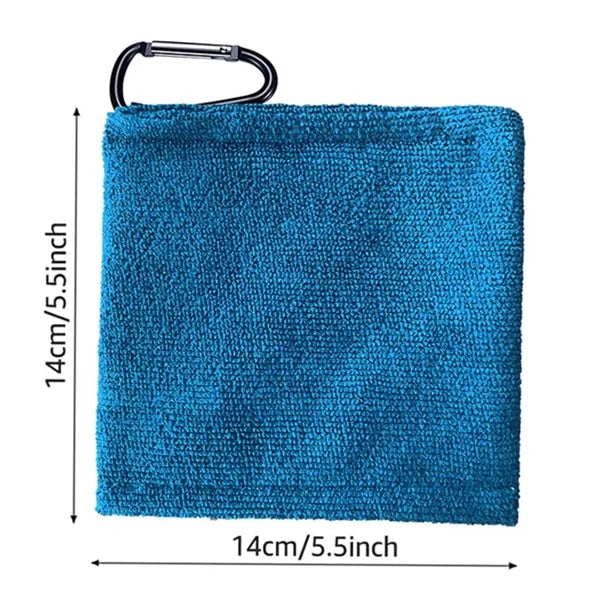 Golf Ball Cleaning Towels with Carabiner Hook Black