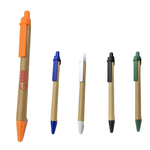 Eco-Friendly Kraft Paper Ballpoint Pen&Plastic Clip