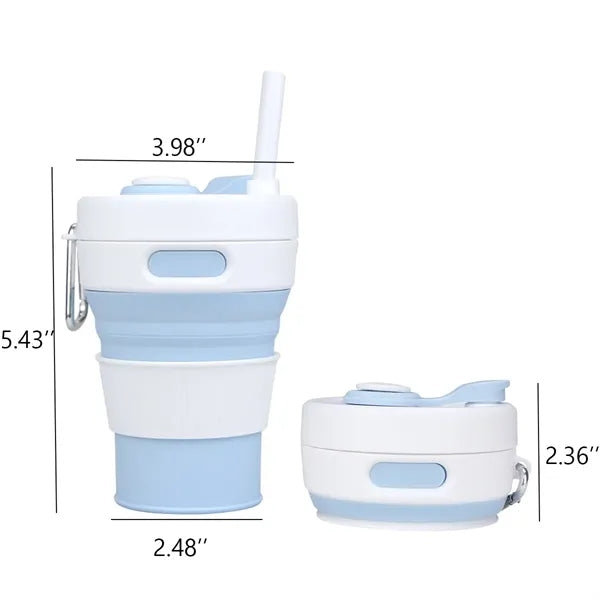 15oz Silicone Foldable Portable Straw Mugs
