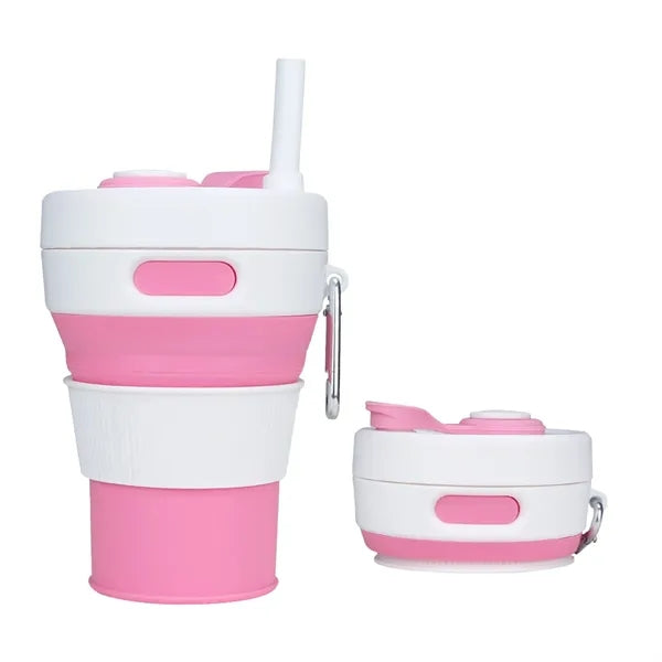 15oz Silicone Foldable Portable Straw Mugs
