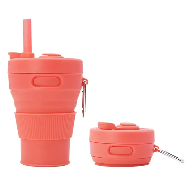 15oz Silicone Foldable Portable Straw Mugs