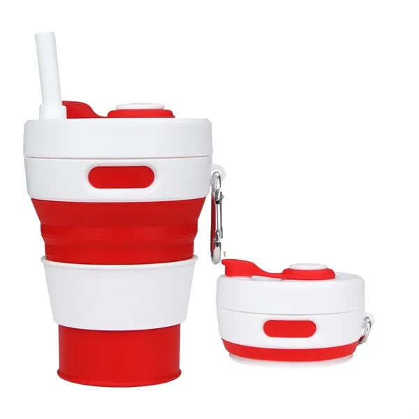 15oz Silicone Foldable Portable Straw Mugs