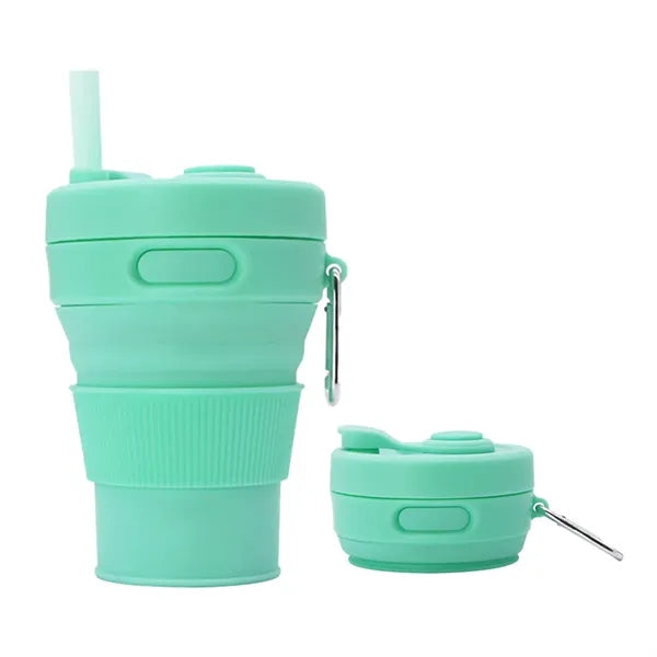 15oz Silicone Foldable Portable Straw Mugs