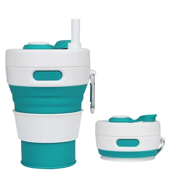 15oz Silicone Foldable Portable Straw Mugs