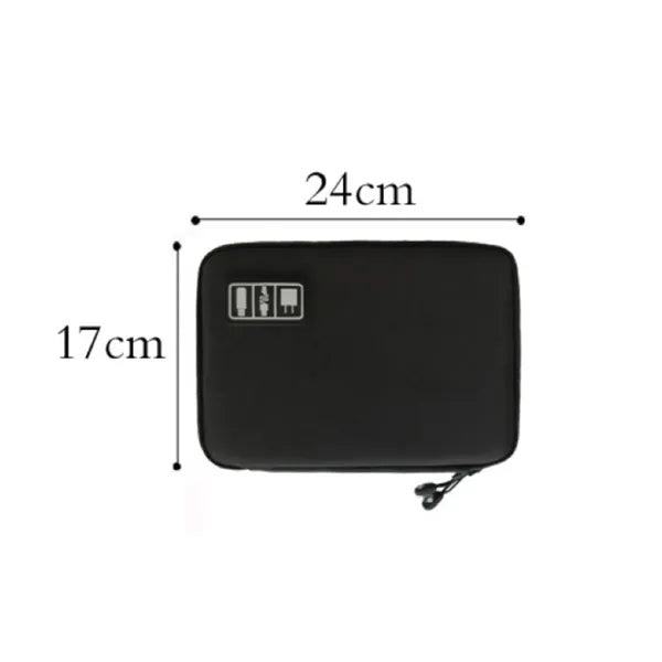 Portable Electronic Accessory Organizer Black Storage Bag