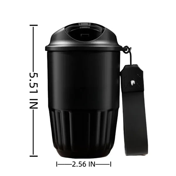 Insulated Travel Coffee Mug With Carrying Handle Strap