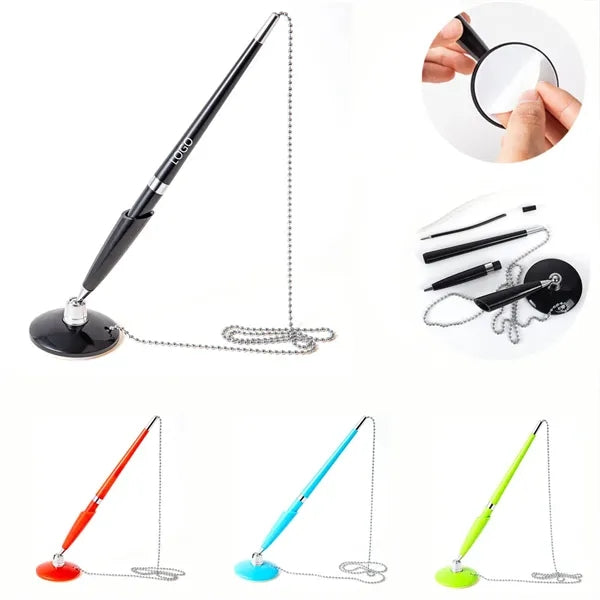 Secure Desktop Countertop Ballpoint Pen with Metal Chain