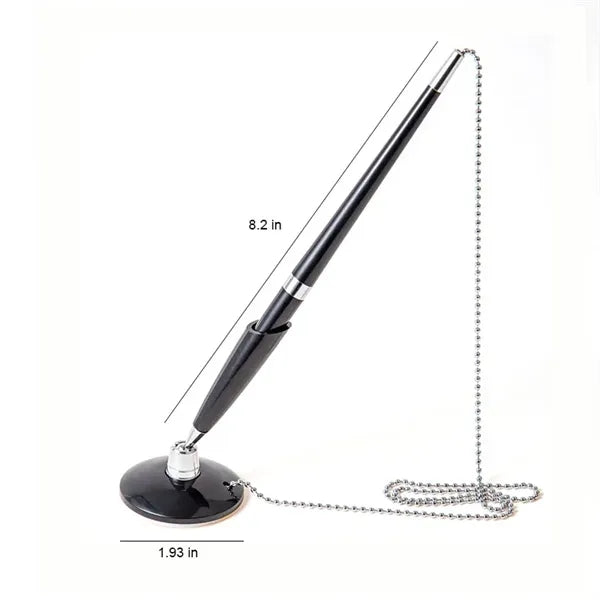 Secure Desktop Countertop Ballpoint Pen with Metal Chain