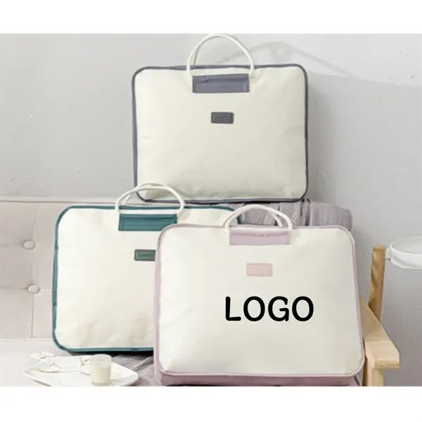 Non-Woven Round Corner Double Zipper Storage Bag with Handle