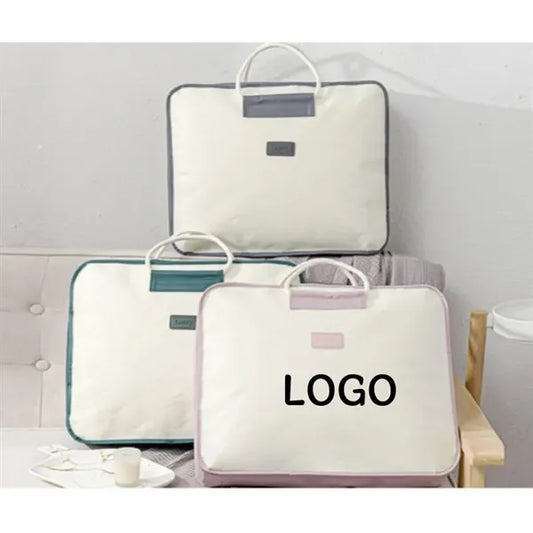 Non-Woven Round Corner Double Zipper Storage Bag with Handle