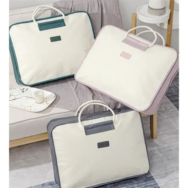 Non-Woven Round Corner Double Zipper Storage Bag with Handle