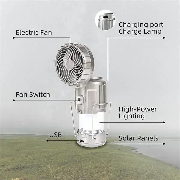 Multi-function Solar Camping Lantern with Fan