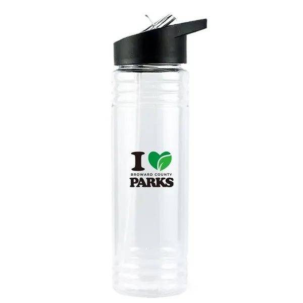24oz Plastic bottle W/ straw