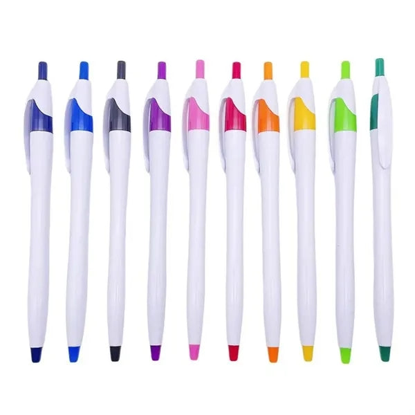 Push-action colored plastic ballpoint pens