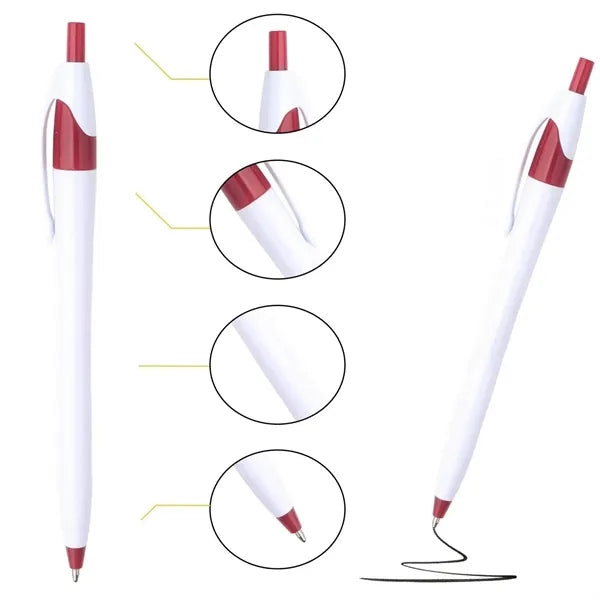 Push-action colored plastic ballpoint pens