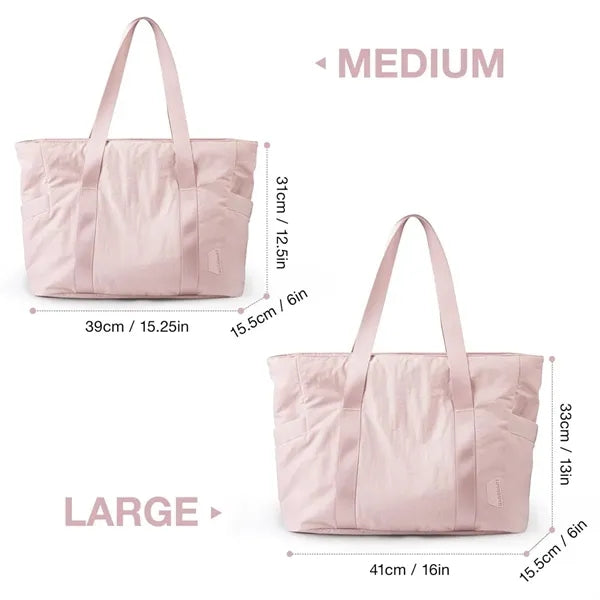 Pink Large Tote Bag for Women with Zipper Dance Yoga