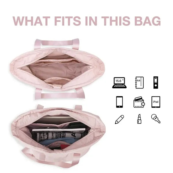 Pink Large Tote Bag for Women with Zipper Dance Yoga