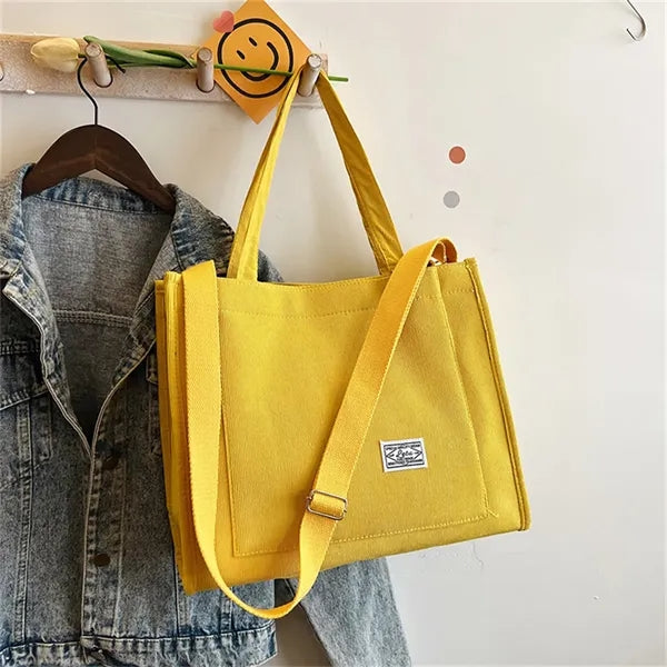 Corduroy Crossbody Tote Bag