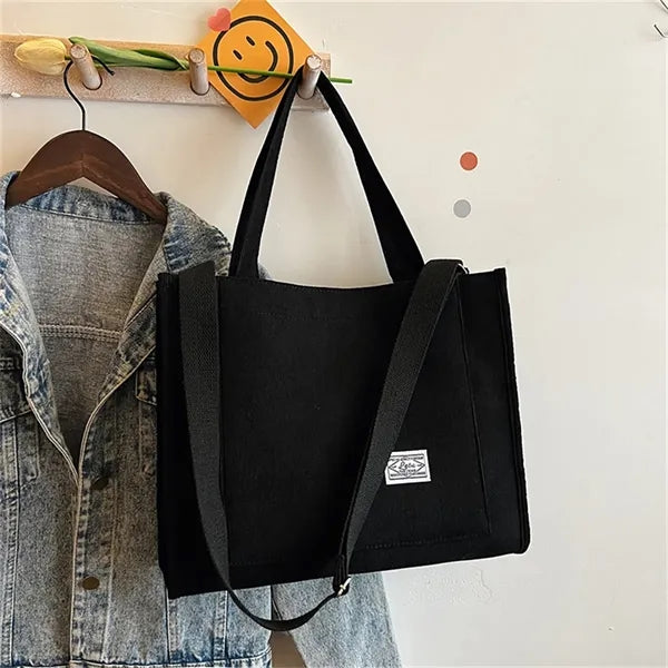 Corduroy Crossbody Tote Bag