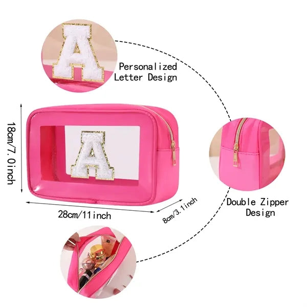 Small Clear Personalized Initial Makeup Bag