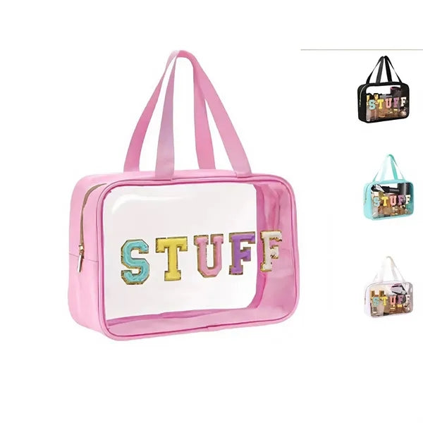 Letter Cosmetic Bag with Zipper Handle Initial