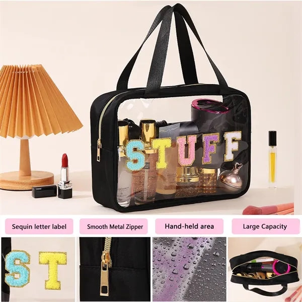 Letter Cosmetic Bag with Zipper Handle Initial