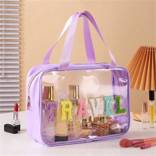 Letter Cosmetic Bag with Zipper Handle Initial