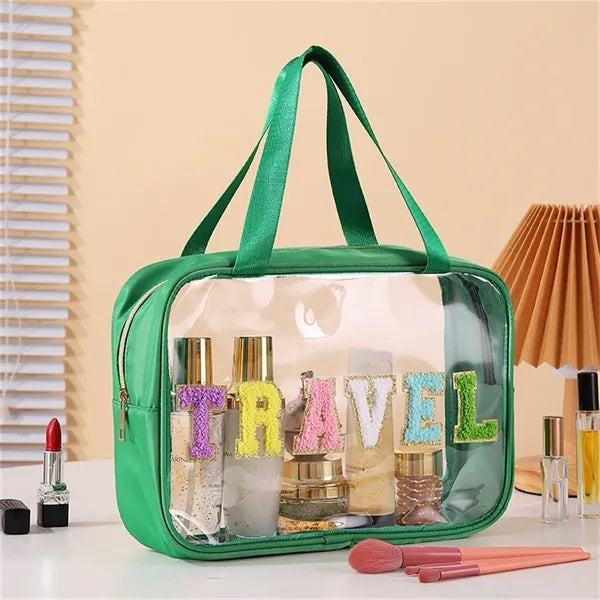Letter Cosmetic Bag with Zipper Handle Initial