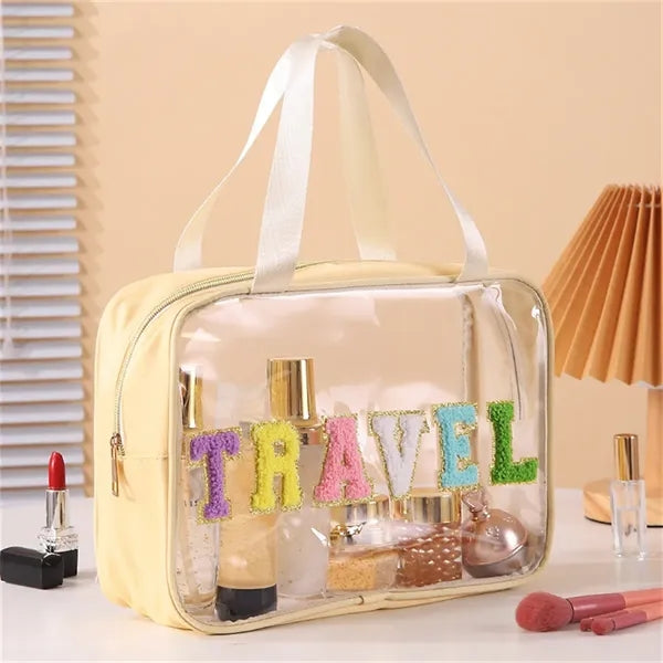 Letter Cosmetic Bag with Zipper Handle Initial