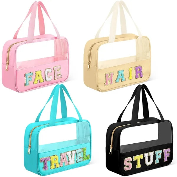 Letter Beach Bag with Zipper Handle Initial Makeup