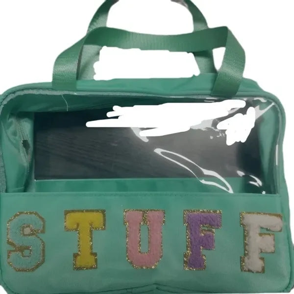 Letter Beach Bag with Zipper Handle Initial Makeup